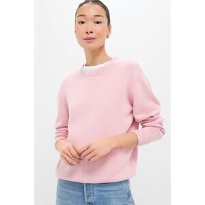 TUCKERNUCK Pink Stone Washed Cotton Anne Crewneck Sweater Size L NWT